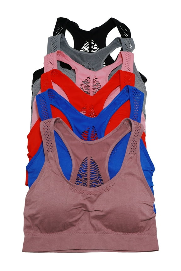 Seamless Racerback Bra with Cutouts (6-Pack)