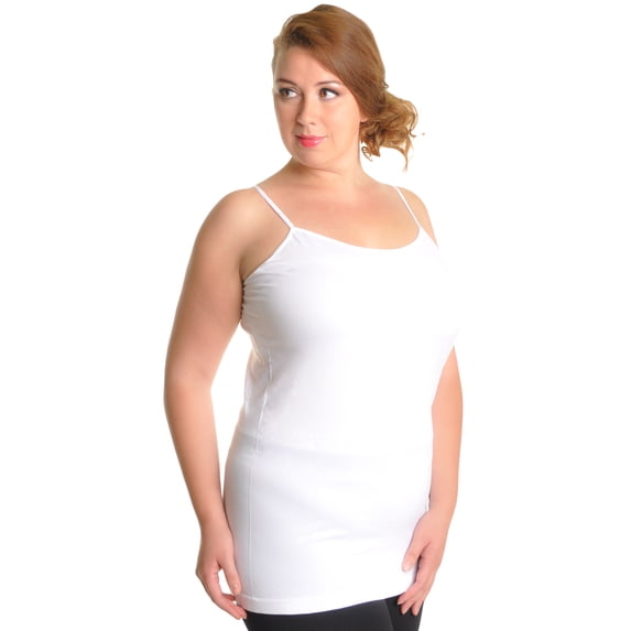 Angelina Seamless Tank Top with Adjustable Spaghetti Straps (1 or 6 Pack)