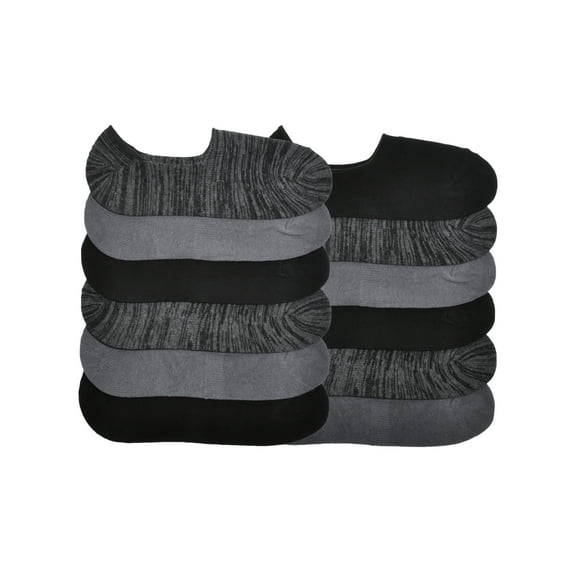 Angelina Unisex Cotton Blend Liner Sock with Non-Slip Heel Grip (12-Pairs)