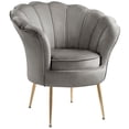 thumbnail image 1 of Contemporary Home Living 34" Angelina Gray Velvet Scalloped Back Barrel Accent Chair with Metal Base, 1 of 2
