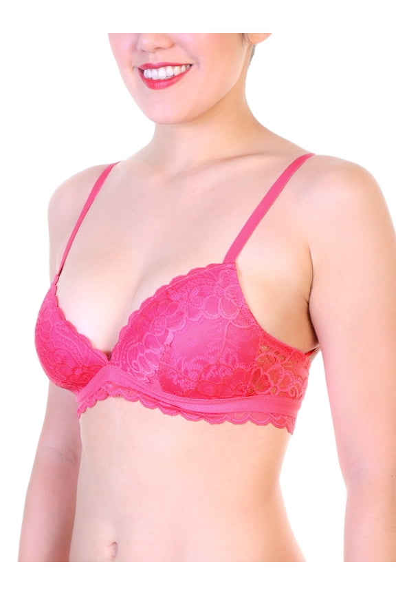Wire-Free Demi-Cup Floral Lace Bras with Wide-Wing Support (6-Pack)