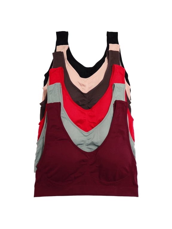 Wire-Free Seamless Classic U-Back Bralettes (6-Pack)