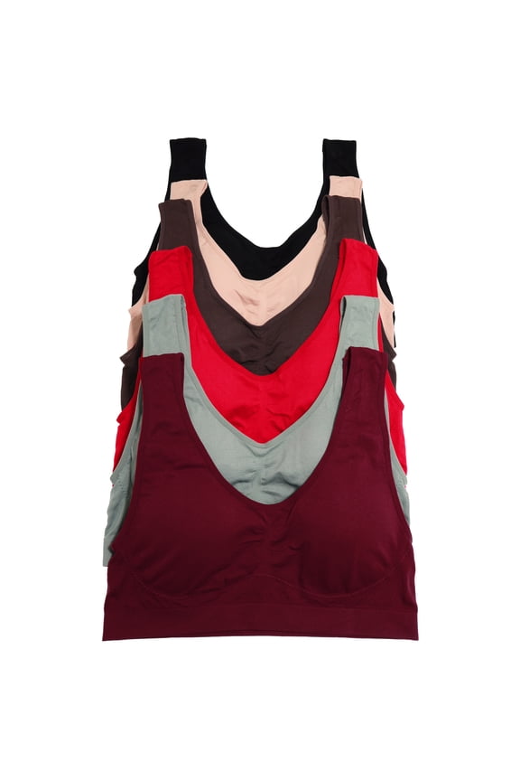 Wire-Free Seamless Classic U-Back Bralettes (6-Pack)