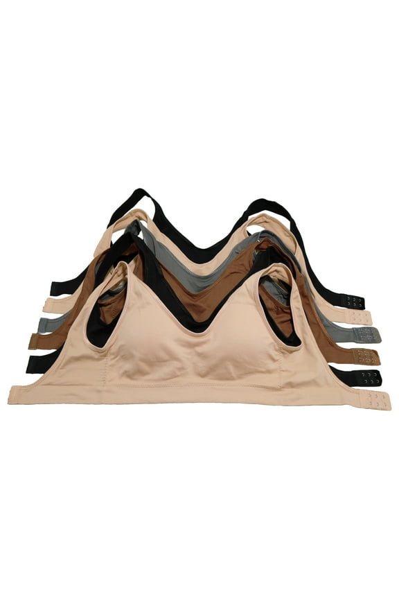 Wire-Free Seamless U-Back Bralettes with Adjustable Closure (6-Pack)