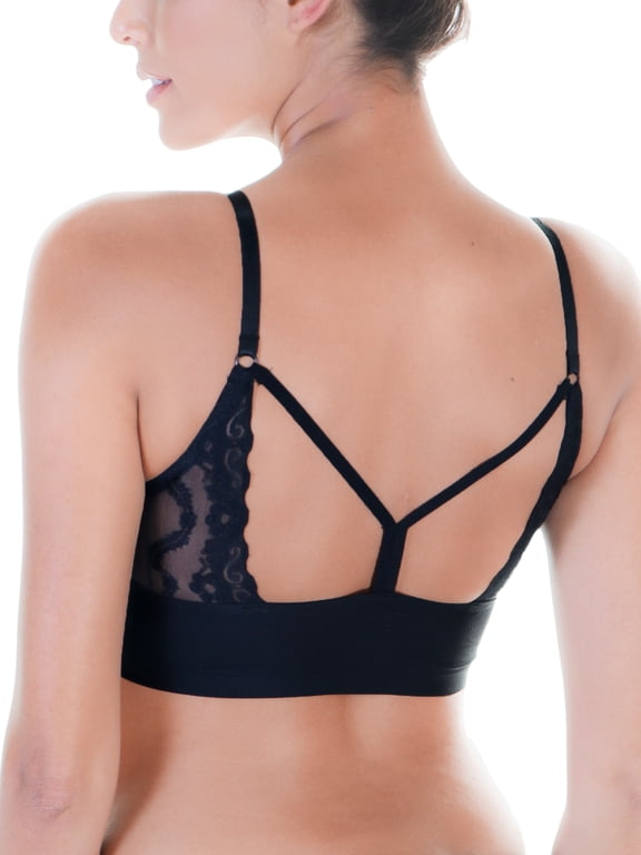 Wire-free Laser Cut Bralettes with Lace Back Design (6-Pack)