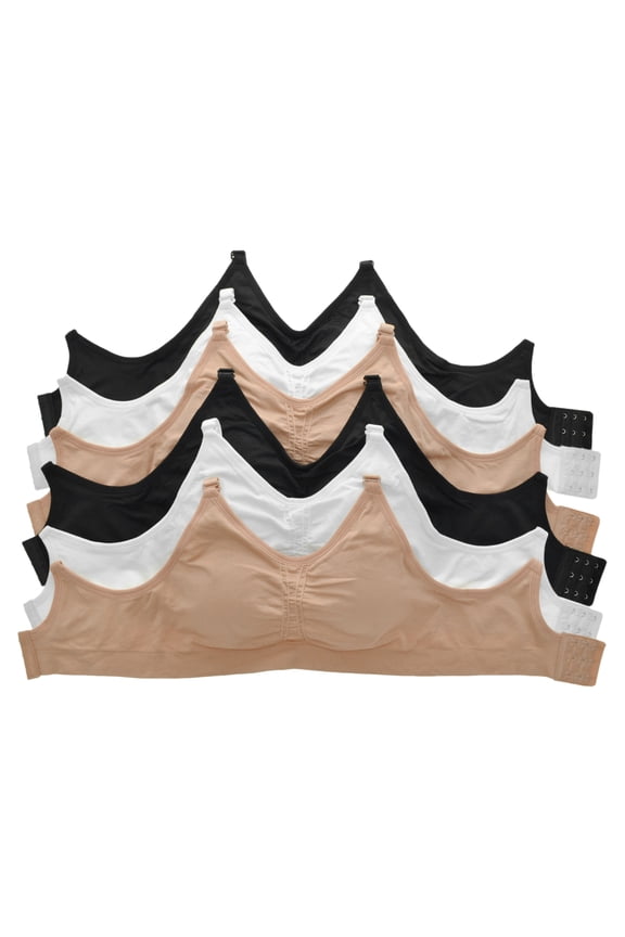 Wire-free Seamless Bra with Adjustable Closure (6-Pack)