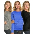 thumbnail image 1 of Angelina Women's Brushed Fleece Long-Sleeve Crewneck Thermal Tops (3-Pack), 1 of 5