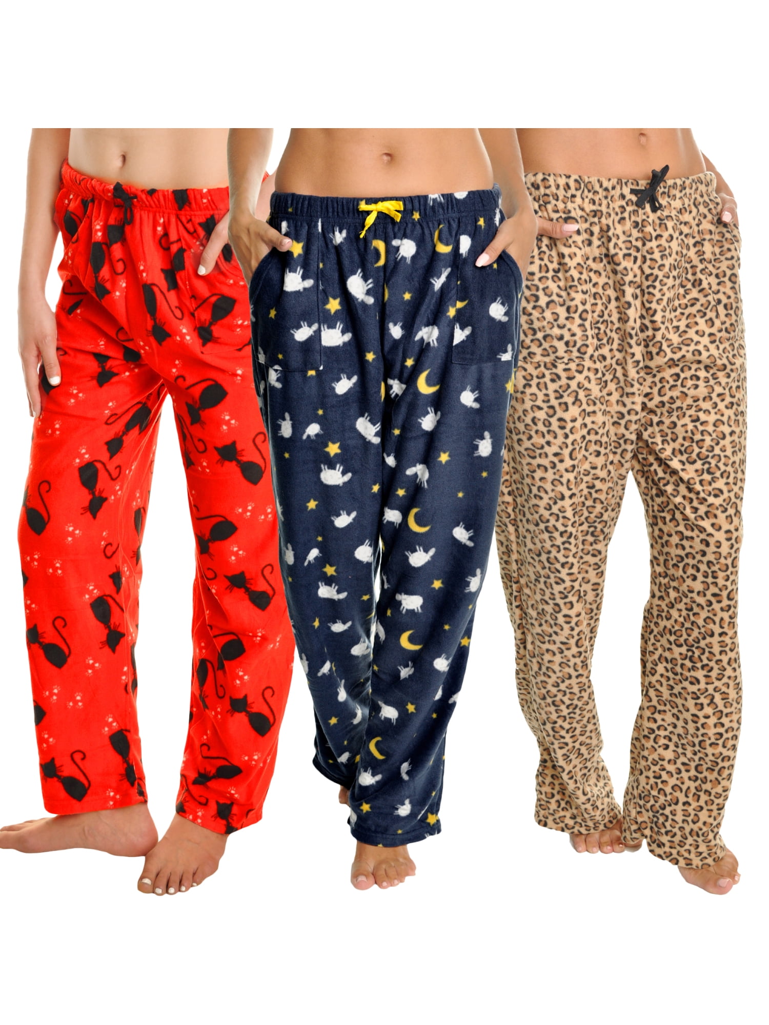 Angelina Women s Cozy Fleece Pajama Pants Pack of 3 Walmart