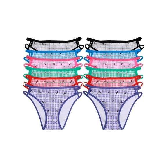 Angelina Women's Classic Cotton High-Cut Panties with Musical Notes (12-Pack)