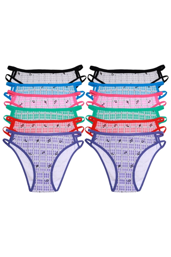 Women's Classic Cotton High-Cut Panties with Musical Notes (12-Pack)