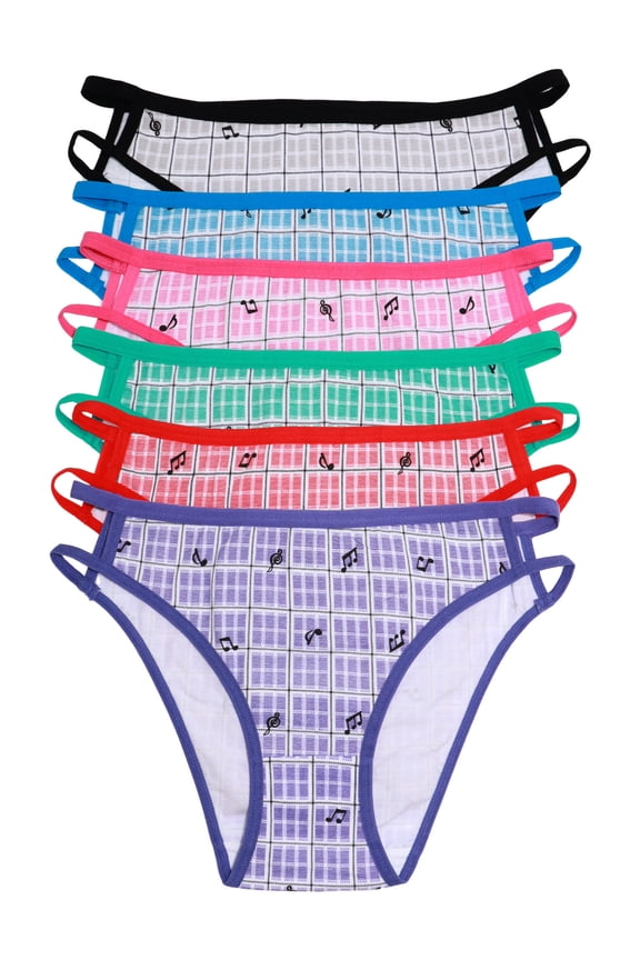 Women's Classic Cotton High-Cut Panties with Musical Notes (6-Pack)