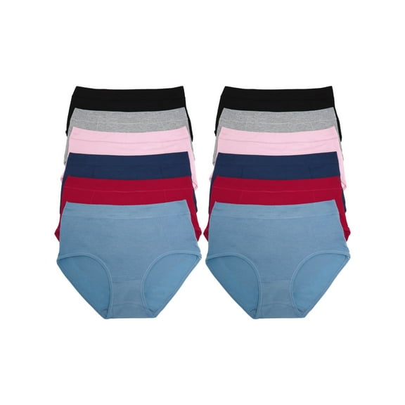 Angelina Women's Classic Cotton Mid-Rise Brief Panties (12-Pack)