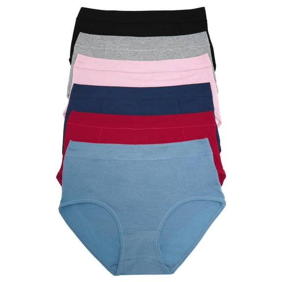 Angelina Women's Classic Cotton Mid-Rise Brief Panties (6-Pack)