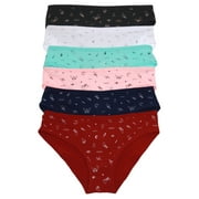 Angelina Womens Cotton Bikini Panties with Doodle Print Design 6-Pack