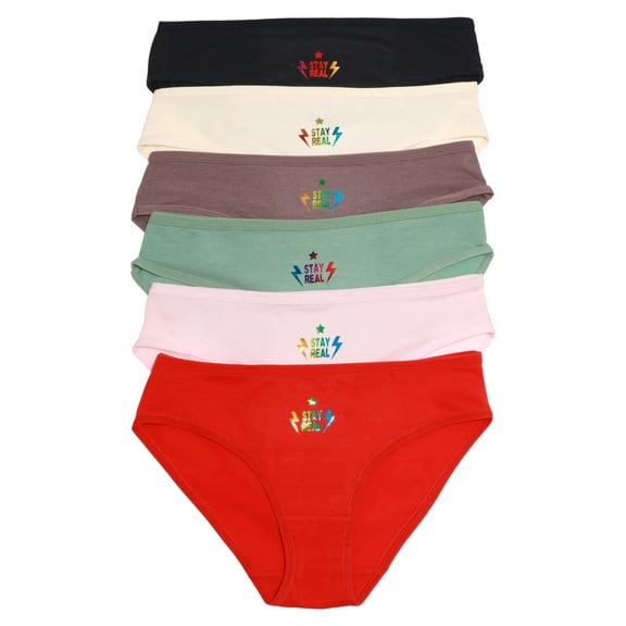 Angelina Women's Cotton Bikini Panties with Holographic Design on the Center (6-Pack)