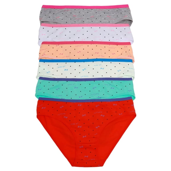 Angelina Women's Cotton High Cut Bikini Panties with Polka Dot Print (6-Pack)