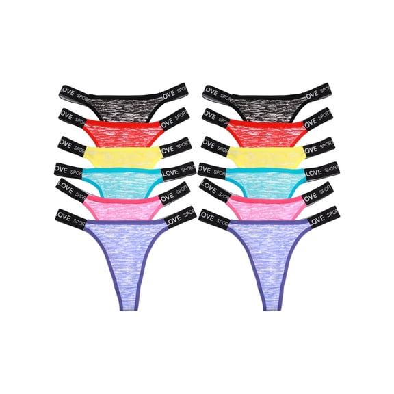 Angelina Women's Cotton High-Cut Strap Thong Panties (12-Pack)
