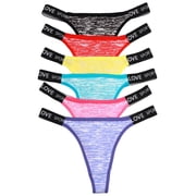 Angelina Women's Cotton High-Cut Strap Thong Panties, Multicolor 6-Pack