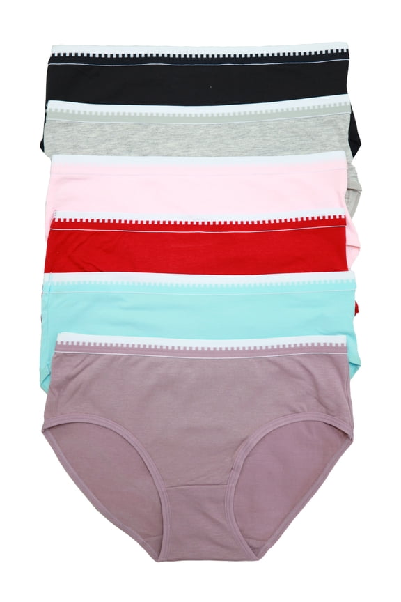 Cotton Hiphugger Panties with Elastic Waistband (6-Pack)