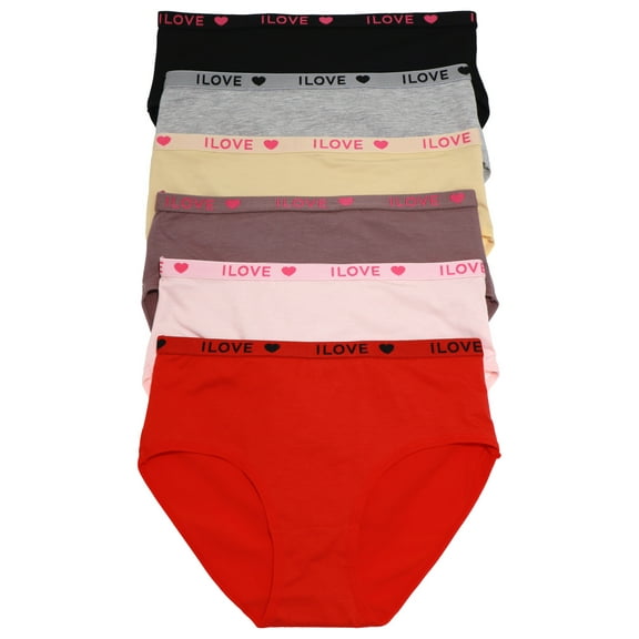 Angelina Women's Cotton Hiphugger Panties with Elastic Waistband (6-Pack)