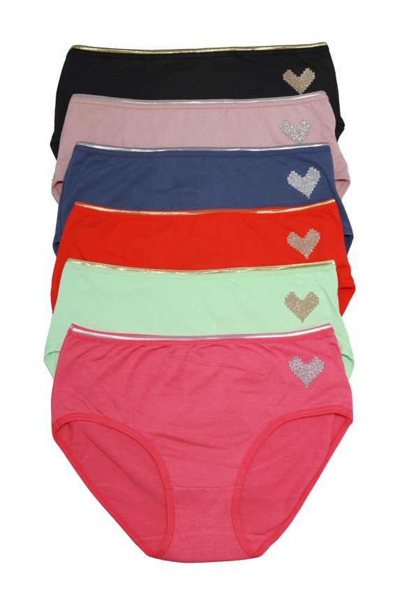 Women's Cotton Hiphugger Panties with Heart Detail (6-Pack)