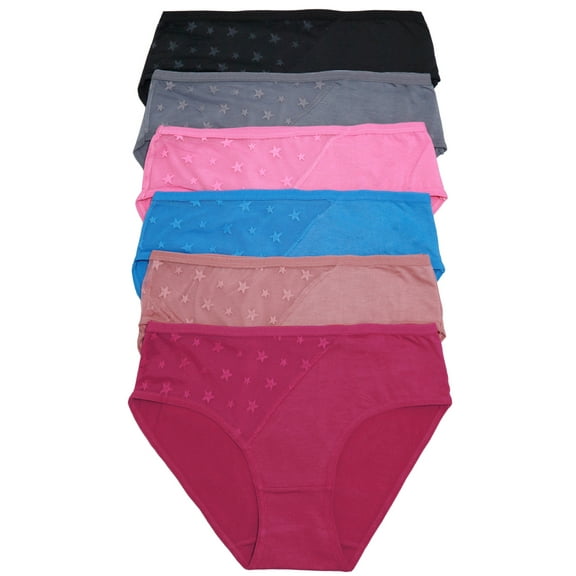 Angelina Women's Cotton Hiphugger Panties with Star Mesh Design (6-Pack)