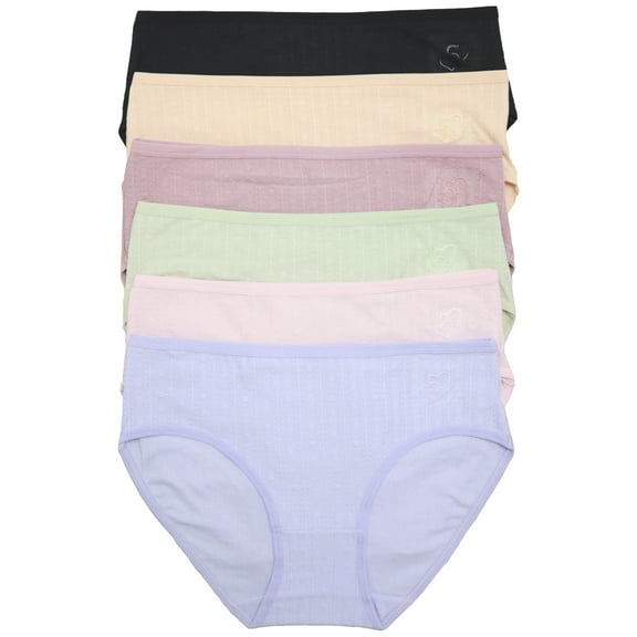 Angelina Women's Cotton Hiphugger Panties with Textured Design (6-Pack)
