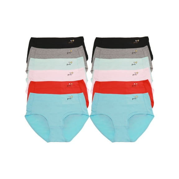 Angelina Women's Cotton Mid-Rise Brief Panties with Detail at Hip (12-Pack)