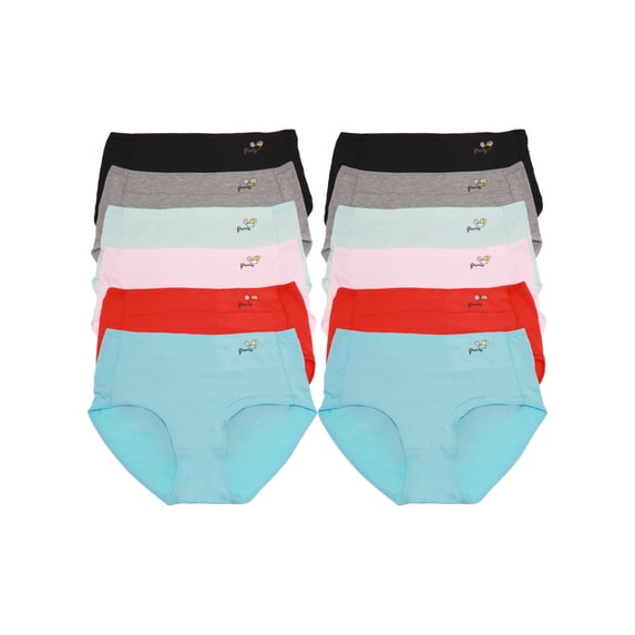 Angelina Women's Cotton Mid-Rise Brief Panties with Detail at Hip (12-Pack)