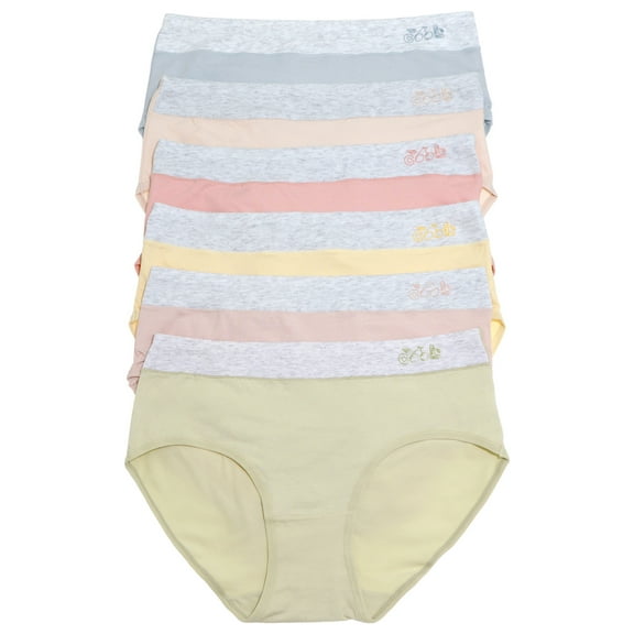Angelina Women's Cotton Mid-Rise Brief Panties with Hip Detail (6-Pack)