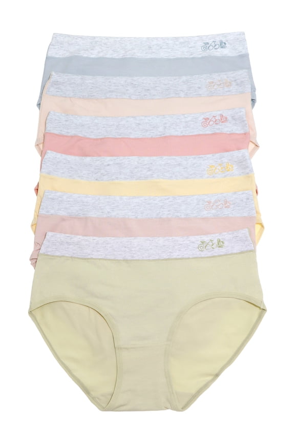 Women's Cotton Mid-Rise Brief Panties with Hip Detail (6-Pack)