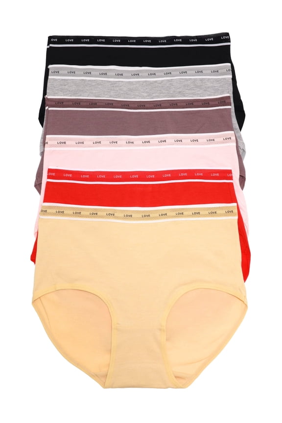 Women's Cotton Mid-Rise Brief Panties with Mesh Waistband (6-Pack)