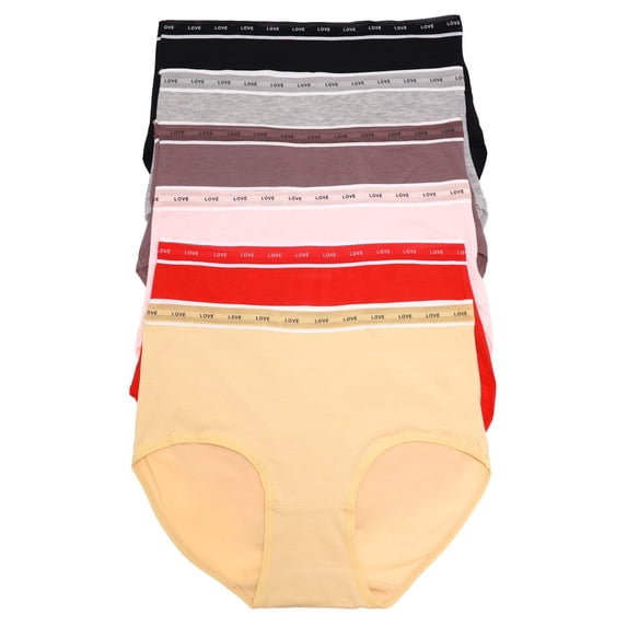 Angelina Women's Cotton Mid-Rise Brief Panties with Mesh Waistband (6-Pack)