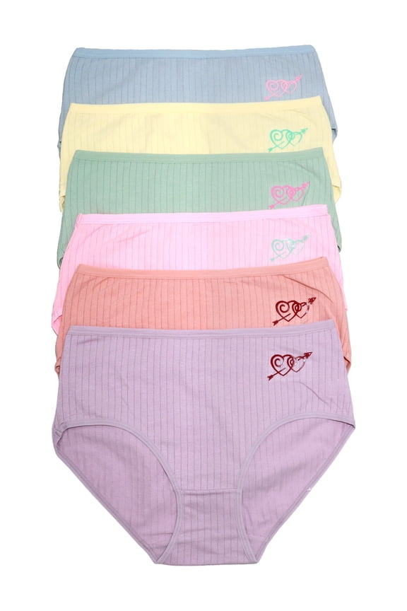 Women's Cotton Mid Rise Panties with Ribbed Design (6-Pack)