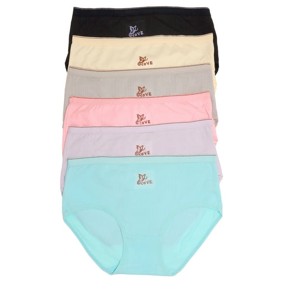 Angelina Women's Cotton Ribbed Hiphugger Panties with 3D Detail (6-Pack)