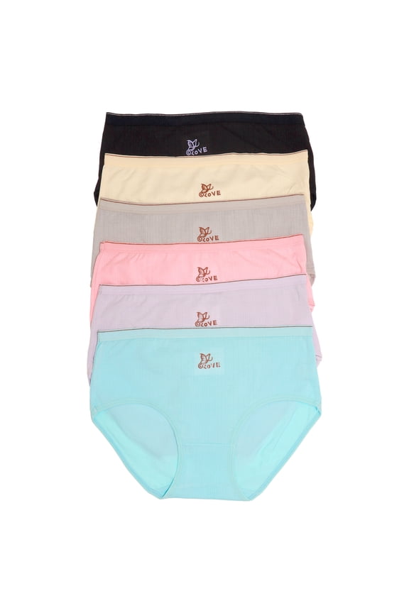Women's Cotton Ribbed Hiphugger Panties with 3D Detail (6-Pack)