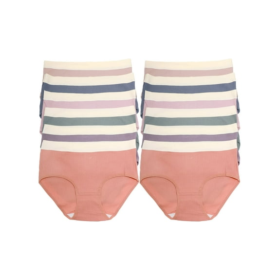 Angelina Women's Cotton Ribbed Hiphuggers with Laser Cut Waistband (12-Pack)