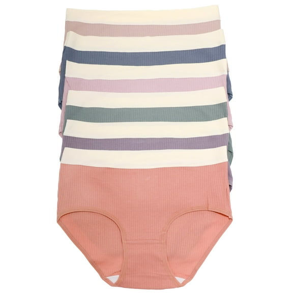 Angelina Women's Cotton Ribbed Hiphuggers with Laser Cut Waistband (6-Pack)