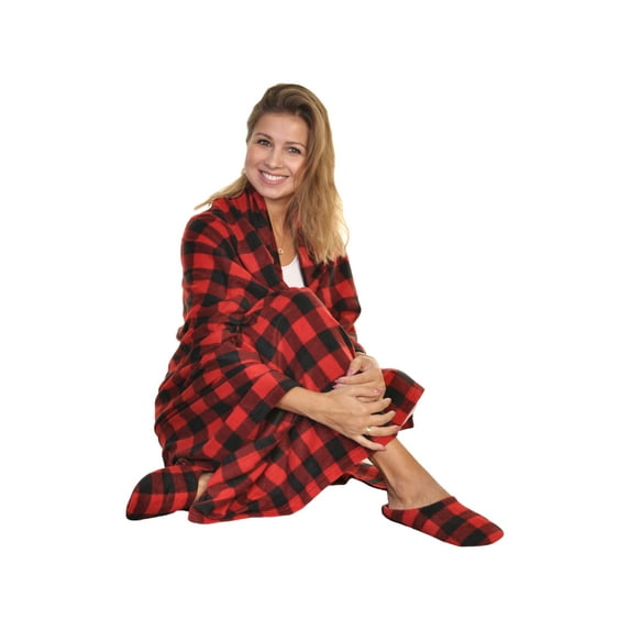 Angelina Women's Cozy Fleece Blanket with Slipper (1-Pack)