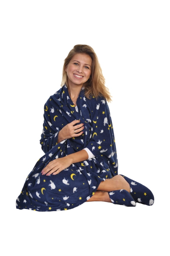 Women's Cozy Fleece Blanket with Slipper (1-Pack)