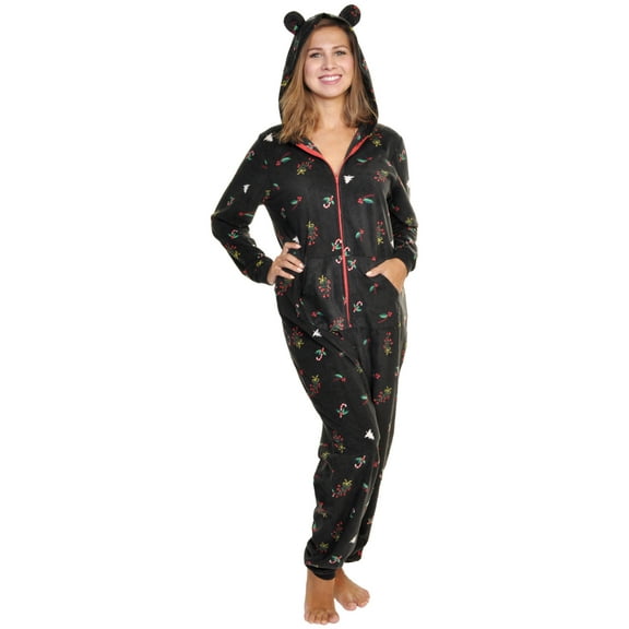 Angelina Women's FLEECE Novelty One-Piece Hooded Pajamas