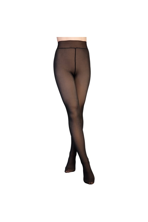 Women's Faux Sheer and Fleece-Lined or Plush-Lined High-Waisted Thermal Tights (1-Pack)