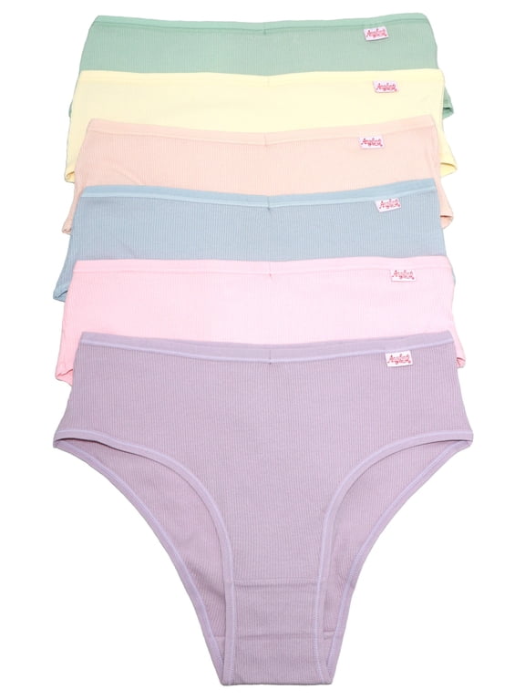 Women's High Cut Ribbed Brazilian Bikini Panties (6-Pack)