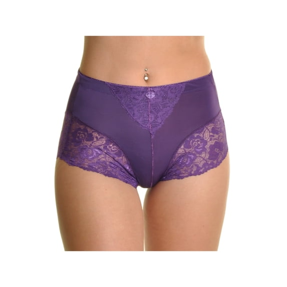 Angelina Women's High Waist Light Control Briefs with Lace Accent Detail (6-Pack)