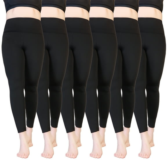 Angelina Women's High Waisted Thermal Fleece Lined Leggings (6-Pack)