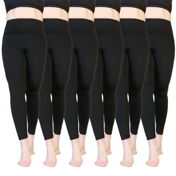 Angelina Women's High Waisted Thermal Fleece Lined Leggings (6-Pack)