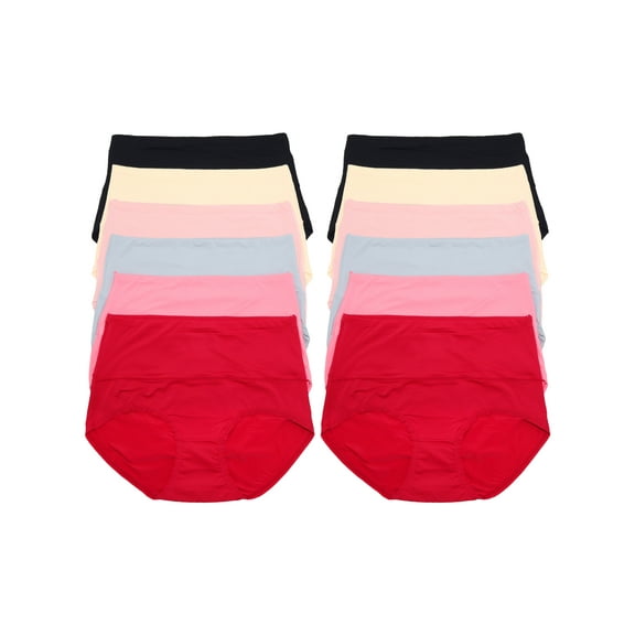 Angelina Women's Microfiber High Waist Light Control Briefs (12-Pack)