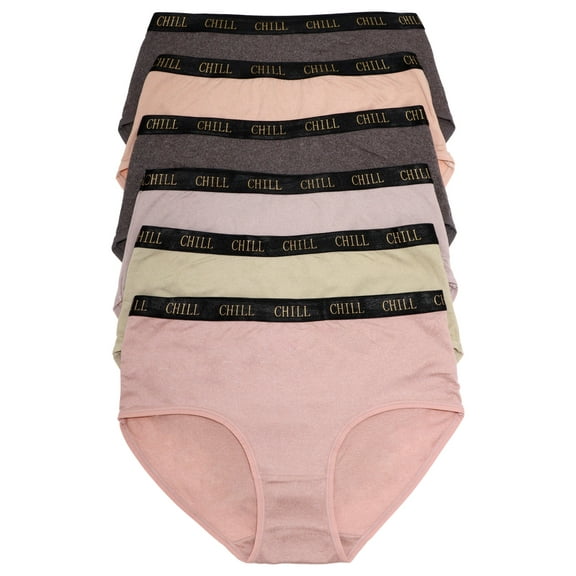 Angelina Women's Mid-Rise Brief Panties with CHILL Elastic Waistband (6-Pack)
