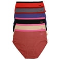 thumbnail image 1 of Angelina Women's Mid-Rise Contrast Ribbed Cotton Panties (6-Pack), 1 of 2