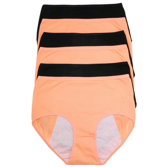 Angelina Women's Mid Rise Cotton Brief Leakproof Panties (6-Pack)